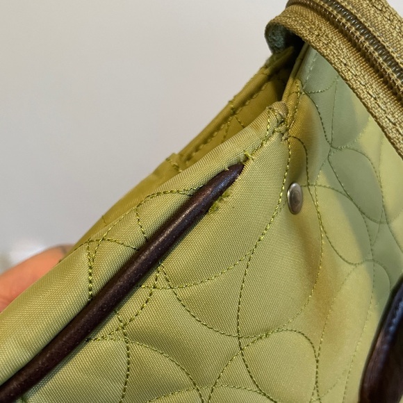 Chelsey Henry Quilted Laptop Tote Bag – Green with Brown Trim | Like new - Picture 2 of 15